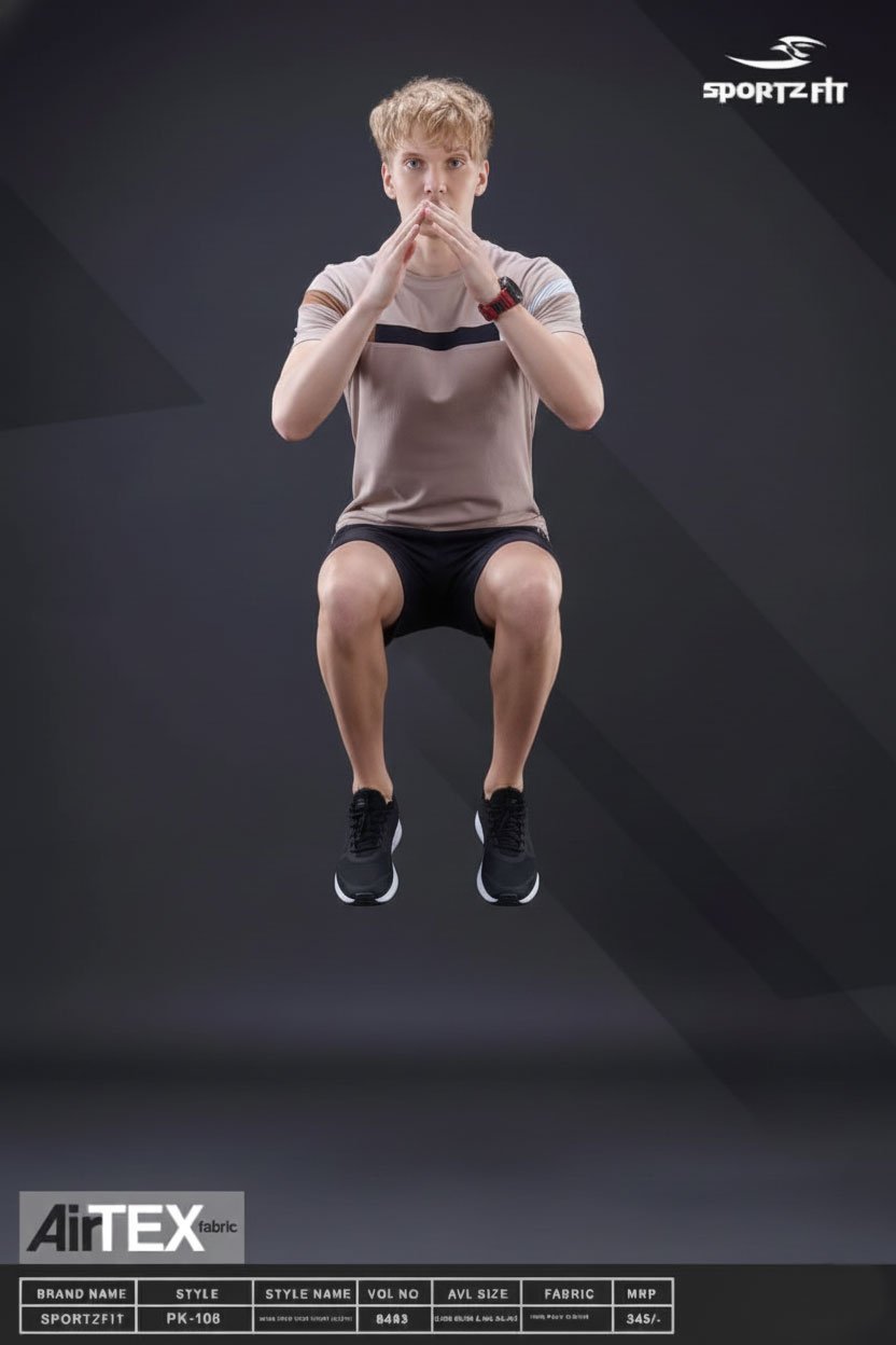 Men Round Neck T-Shirt - Light Beige | L | SBT49